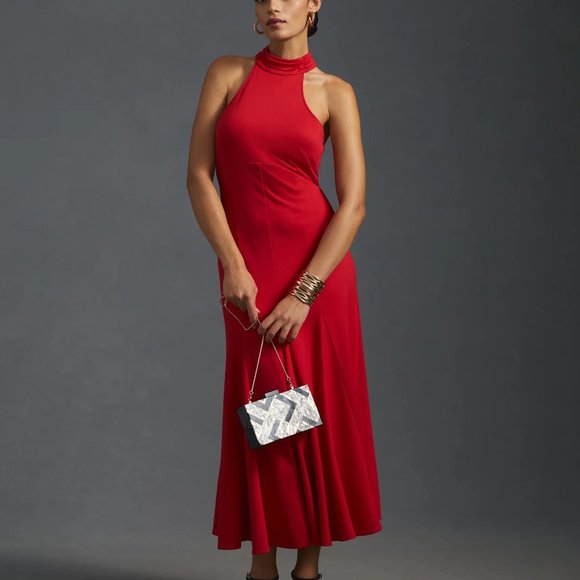 HTF Anthropologie Maeve Halter Midi Dress - Picture 2 of 9